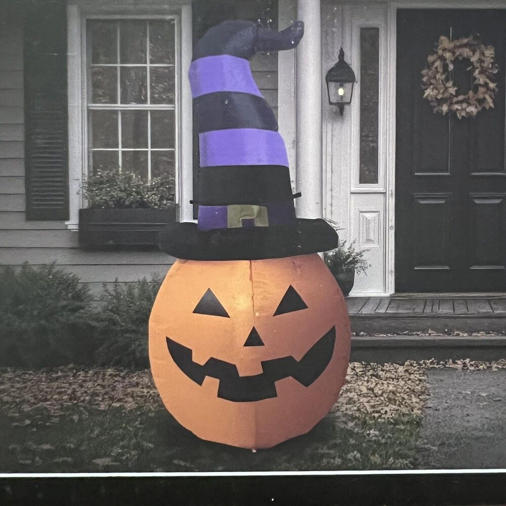 The Halloween Collection 4ft Inflatable Jack-O-Lantern LED Orange Yard Decor